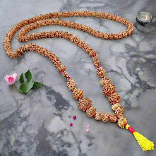 14 Mukhi Rudraksha Japa Mala – Siddha Sidh Java Beads 10mm-15mm – Gauri Shankar Ganesha Mala for Prayer, Meditation & Spiritual Healing – Lab Tested – Java Origin BY REBUY