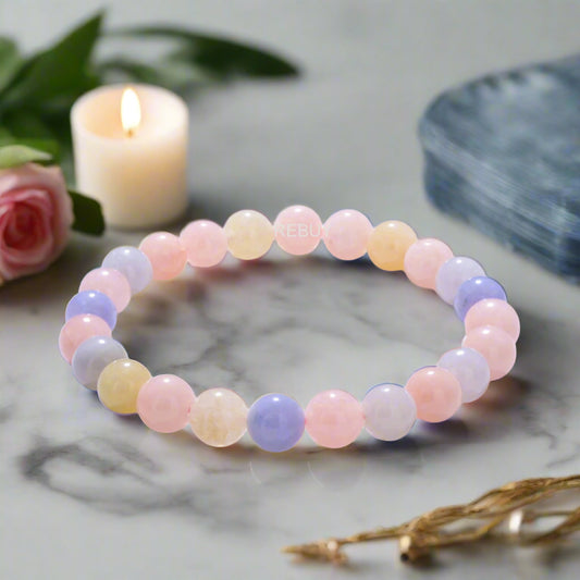 Natural Morganite Bracelet For Men & Women 8mm lab certified Bracelet BY REBUY