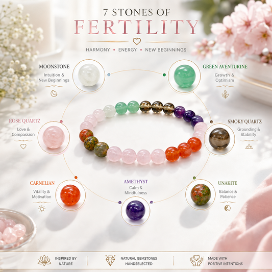 Fertility & Pregnancy Crystal Bracelet for Women, PCOD Wellness & Emotional Balance Bracelet, Natural Healing Stone Beaded Bracelet for Positive Energy, Calmness & Self-Care