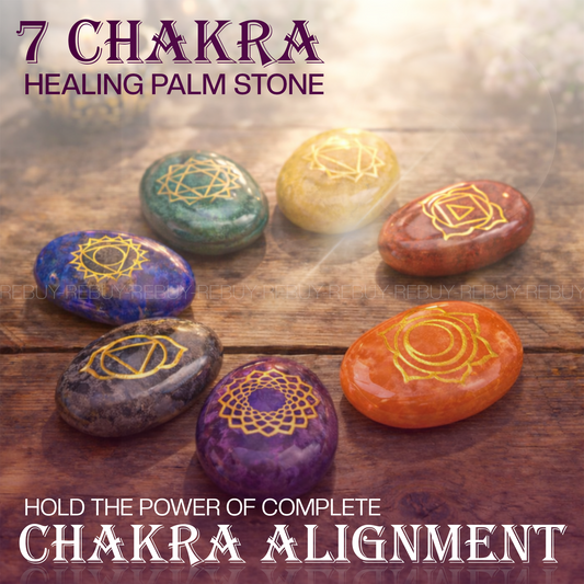 7 Chakra Palm Oval Shape Stone. Natural Healing Reiki Crystal Gemstone