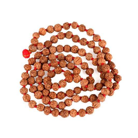 5 Mukhi Rudraksha Mala 4mm Beads Helps in Concentration, Protection, Harmony, Inner Peace | Ideal for Prayer, Meditation | 108 Beads