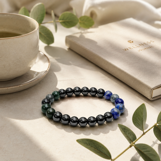 Blood Pressure Wellness Bracelet for Men & Women | Natural Healing Crystal & Hematite Beaded Bracelet | Energy, Balance & Mindful Wellness Jewelry