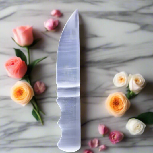 White Selenite Crystal Knife 6 inch Charging Wand for Meditation Reiki Energy Healing Chakra REBUY