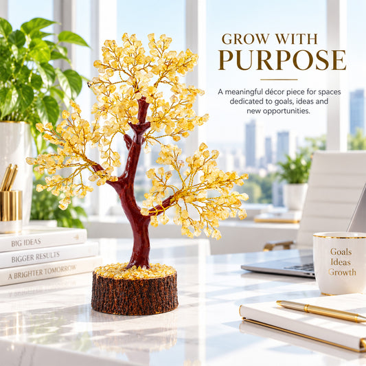 Citrine Stone Tree 350 Beads Natural Gemstone for Reiki Vastu, Feng Suai & Home office Decor BY REBUY