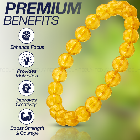 Lab Certified Citrine Natural Stone Bracelet Bead Size 8mm for Men & Women BY REBUY