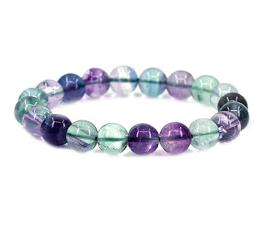 Multi Fluorite Crystal Healing Stones Bracelet for Men & Women 8mm Natural Healing Gemstone BY REBUY
