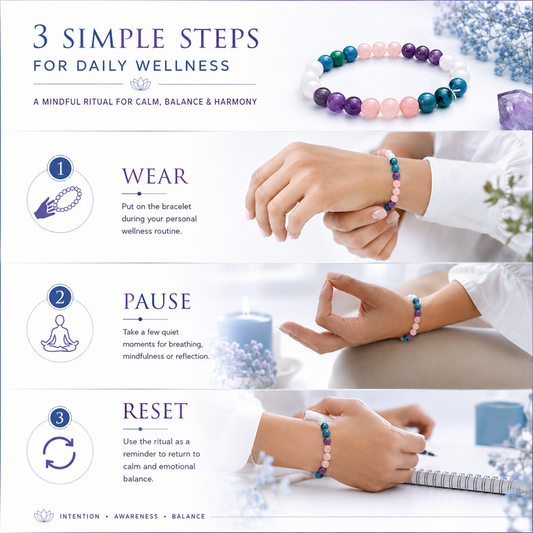 Skin Disorder Wellness Bracelet for Positive Energy & Emotional Balance | Natural Healing Crystal Bead Bracelet for Self-Care, Calm & Inner Harmony | Unisex Spiritual Wellness Jewelry