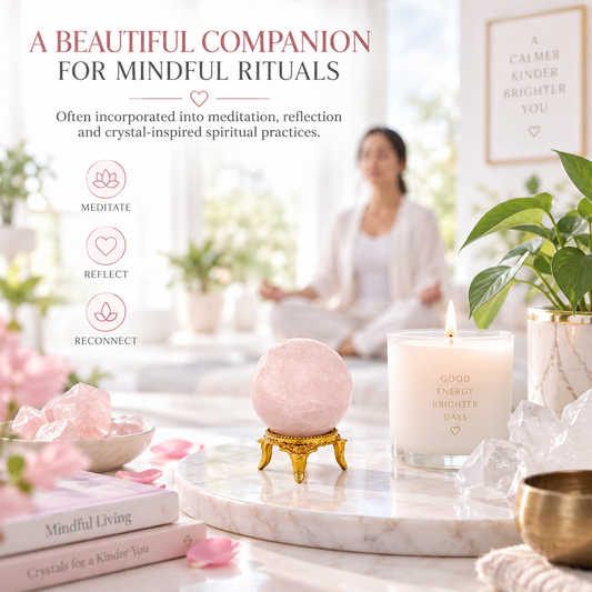 Rose Quartz Stone Sphere Ball with Stand 50mm Gemstone for Home Décor 200g Tabletop Showpiece BY REBUY