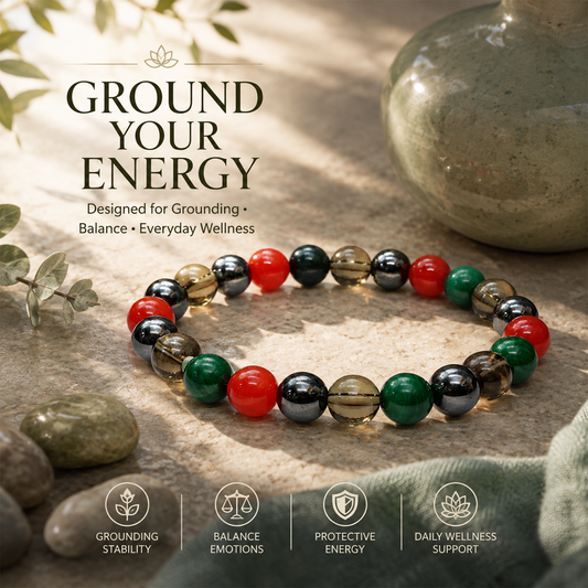 Back Pain Bracelet for Men & Women | Natural Gemstone Beaded Wellness Bracelet for Balance, Mindfulness & Everyday Wear
