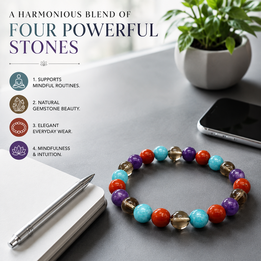 OCD Support Bracelet for Calm & Mindful Living | Natural Healing Crystal Beads for Emotional Balance, Inner Peace & Positive Energy | Meditation & Wellness Bracelet for Men & Women