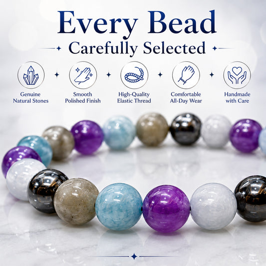 Aquarius Zodiac Bracelet for Men & Women | Natural Gemstone Beaded Bracelet with Aquarius Zodiac Charm | Stylish Astrology Bracelet for Birthday & Everyday Wear