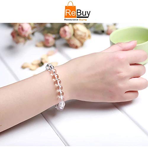 Lab Certified Clear Quartz Stone Bracelet 8mm for Men & Women BY REBUY