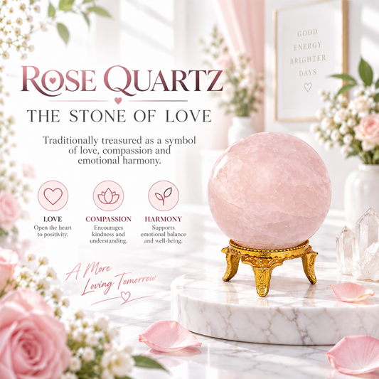 Rose Quartz Stone Sphere Ball with Stand 50mm Gemstone for Home Décor 200g Tabletop Showpiece BY REBUY