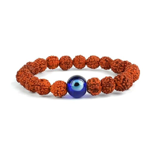 Rudraksha Bracelet with Evil's Eye Charm for Men and Women BY REBUY