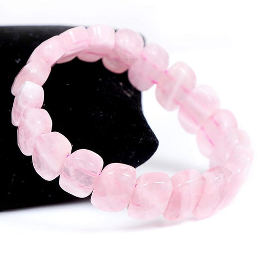 Rose Quartz Diamond Faceted Stone Square Beads 8mm Bracelet for Men & Women BY REBUY