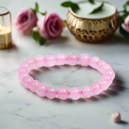 Rose Quartz Stone Brcaelet Lab Certificate 8mm Bracelet for Men & Women Natural Healing Gemstone BY REBUY