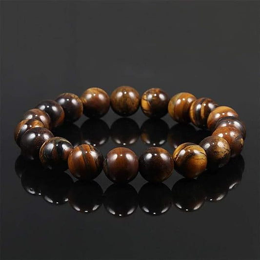 Tiger Eye Bracelet Stretch Gemstone Bracelet for Men & Women 10MM Beads Lab Certified BY REBUY