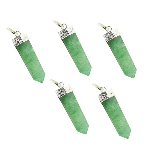 Green Aventurine Stone Pencil Pendant For Unisex - Pack of 5 REBUY