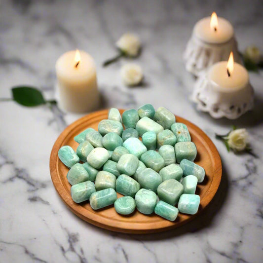 Aquamarine Tumbled Stones Pebble Natural Gemstones Crystal for Healing Reiki Aquarium Fillers & Decoration Weight 100 Grams BY REBUY