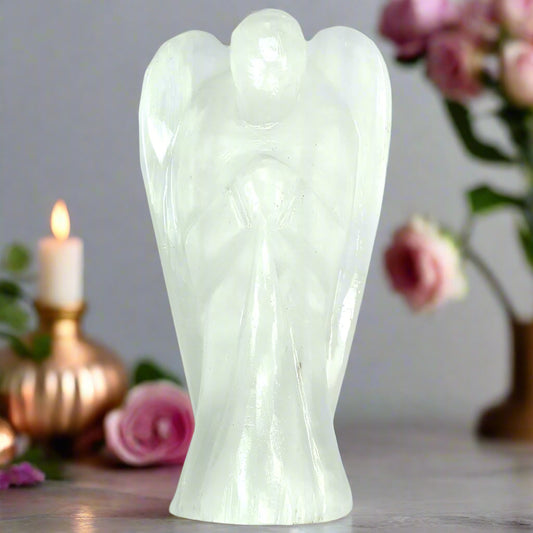 2 Inch Selenite Lucky Angel for Reiki Crystal Healing Stone BY REBUY