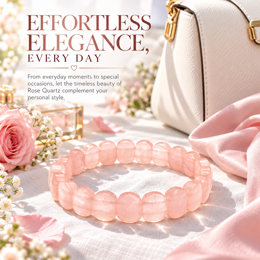 Rose Quartz Diamond Faceted Stone Square Beads 8mm Bracelet for Men & Women BY REBUY