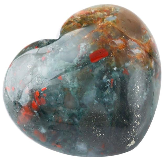 Bloodstone Puffy Heart Shape Palm Stone Natural Healing Crystal Gemstone 4 cm Approx BY REBUY