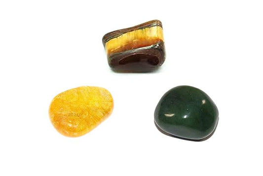 Green Jade,Tiger Eye and Citrine Tumble Stones 70Gm BY REBUY