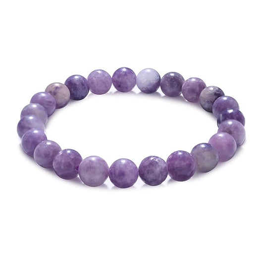 Lepidolite Stone Bracelet for Men & Women 8mm Natural Healing Crystal Gemstone Bracelet BY REBUY