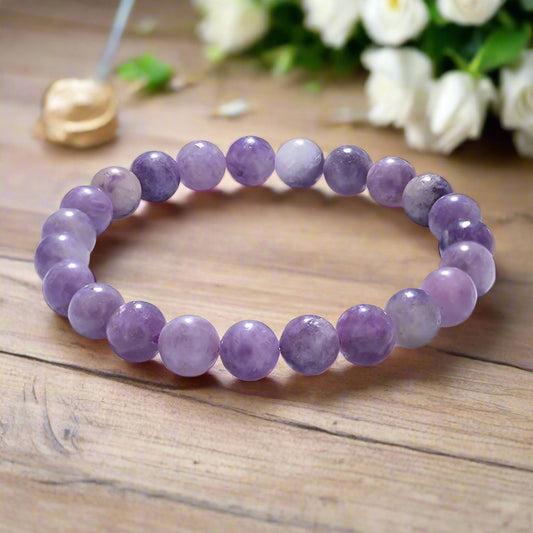 Lepidolite Stone Bracelet for Men & Women 8mm Natural Healing Crystal Gemstone Bracelet BY REBUY