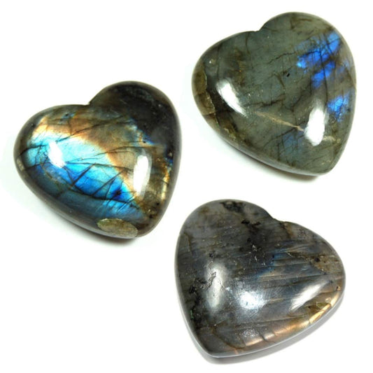 Labradorite Heart Shape Puffy Palm Stone 4CM Natural Healing Gemstone BY REBUY
