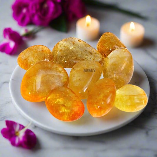 Citrine Tumble Stone For Wealth, Prosperity, Money, Success, Manifestation ,Chakra Balancing,Protection And Meditation - 1 Piece