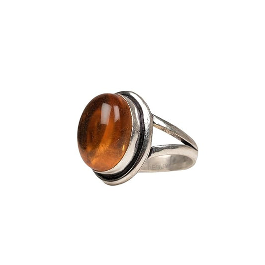 REBUY Natural Citrine Stone Ring Adjustable Unisex Design | Real Elegant Crystal Gemstone Jewelry Help To Increased self-confidence Good Luck Improves Focus Creativity Provides Confidence | Pack Of 1