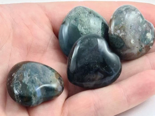 Moss Agate Stone Heart Shape Stone Raw Rough Gemstone Natueral Healing Crystal BY REBUY