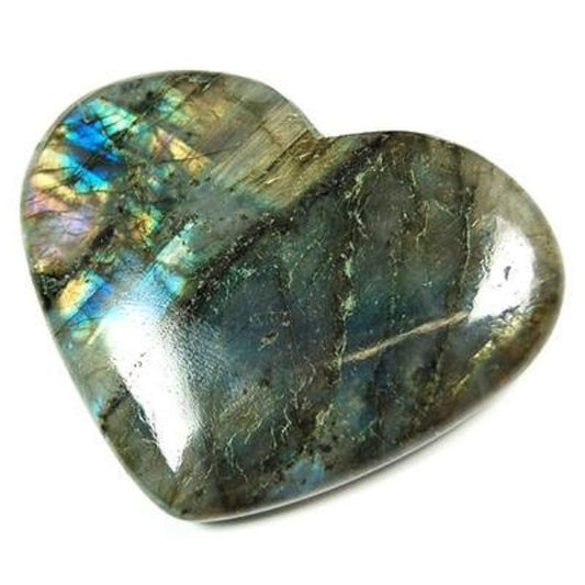 Labradorite Heart Shape Puffy Palm Stone 4CM Natural Healing Gemstone BY REBUY