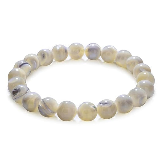 8MM Pearl Stone Crystal Bracelet for Men & Women Lab certified Gemstone Bracelet BY REBUY