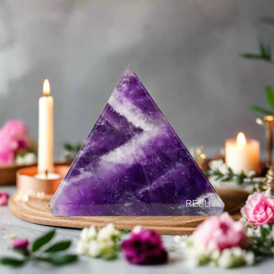 Amethyst Stone Pyramid for Vastu Reiki Feng Shui Pyramid Home Office Decor 35mm BY REBUY