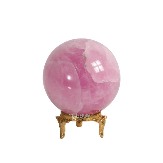 Rose Quartz Stone Sphere Ball with Stand 50mm Gemstone for Home Décor 200g Tabletop Showpiece BY REBUY