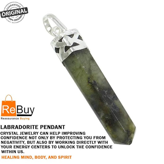 Labradorite Stone Pencil Pendant For Unisex (25-35 mm) Natural Healing Gemstone BY REBUY
