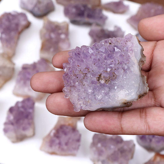 REBUY Amethyst Cave Raw Rough Stone 70 Grams | Natural Cluster Geode Gemstone Enhances Spiritual Growth, Third Eye & Crown Chakra, Vastu, Feng Shui Idea for Home & Office Decor
