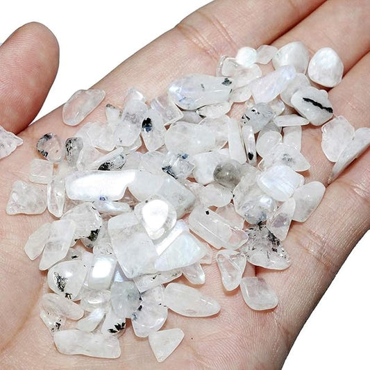 Rainbow Moonstone Chips Crystal 100gm Natural Healing Gemstone Pebble Irregular Shaped Gemstones BY REBUY