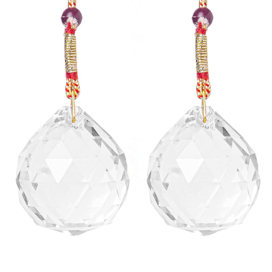 Clear Crystal Hanging Ball Sun Catcher for Positive Energy and Good Luck Prosperity Size 30MM Pack of 2 by REBUY
