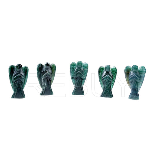 REBUY Green Jade Gemstone Angel Crystal Angel Natural Healing Stone Angel Hand Carved Stone Angel Gift, Size 2 Inch
