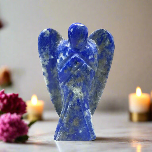 2 Inch Lapis Lazuli Stone Angel Natural Healing Gemstone Hand Carved BY REBUY