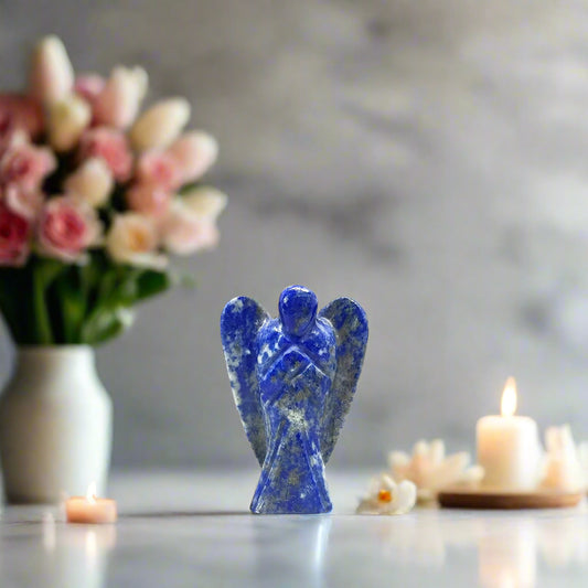 2 Inch Lapis Lazuli Stone Angel Natural Healing Gemstone Hand Carved BY REBUY