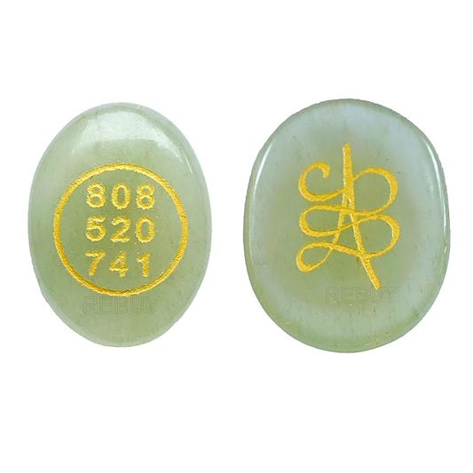 Money Green Aventurine Stone Switch Word Zibu Symbol Gemstone for Reiki Healing Crystal BY REBUY