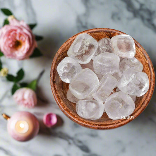 Clear Quartz Stone Tumbles Natural Crystal Healing Stones Reiki Healing Stones Chakra Stone Tumble Kit By REBUY, Color Clear, Weight 100 Grams