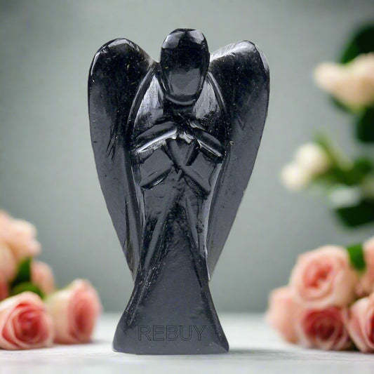 2 Inch Black Tourmaline Angel Crystal Natural Healing Stone BY REBUY