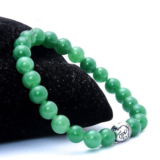 Green Aventurine Gemstone Bracelet with Buddha Head 8MM for Men & Women BY REBUY