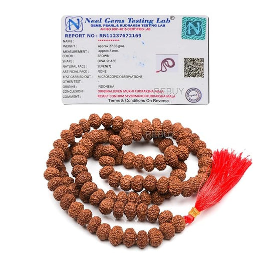 7 Mukhi Rudraksha Mala Rudraksh Jaap Mala for Men & Women, 108+1 Beads by REBUY