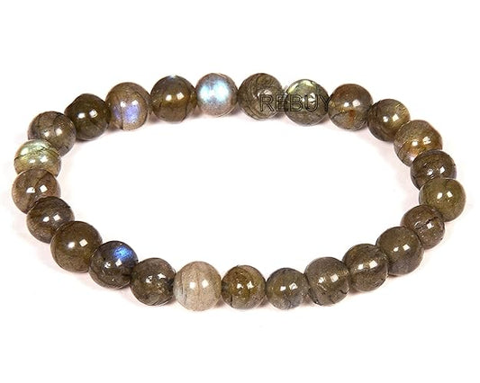 Labradorite Stone Bracelet for Men & Women 8mm Beads Natural Healing Gemstone BY REBUY